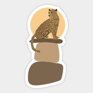 Leopard on the rocks Sticker